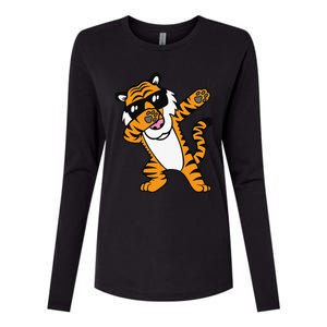 Dabbing Tiger Funny Cool Dancing Big Cat Dab Womens Cotton Relaxed Long Sleeve T-Shirt