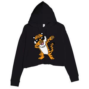 Dabbing Tiger Funny Cool Dancing Big Cat Dab Crop Fleece Hoodie