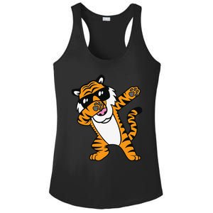 Dabbing Tiger Funny Cool Dancing Big Cat Dab Ladies PosiCharge Competitor Racerback Tank