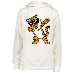 Dabbing Tiger Funny Cool Dancing Big Cat Dab Womens Funnel Neck Pullover Hood