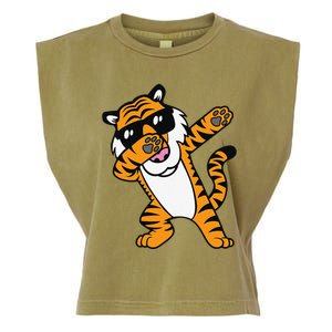 Dabbing Tiger Funny Cool Dancing Big Cat Dab Garment-Dyed Women's Muscle Tee