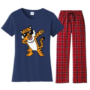 Dabbing Tiger Funny Cool Dancing Big Cat Dab Women's Flannel Pajama Set