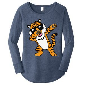 Dabbing Tiger Funny Cool Dancing Big Cat Dab Women's Perfect Tri Tunic Long Sleeve Shirt