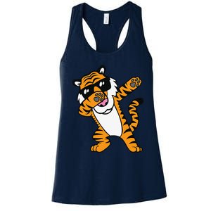 Dabbing Tiger Funny Cool Dancing Big Cat Dab Women's Racerback Tank