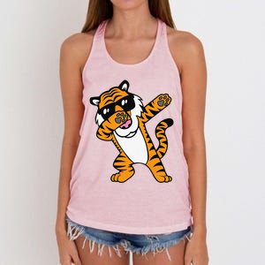 Dabbing Tiger Funny Cool Dancing Big Cat Dab Women's Knotted Racerback Tank