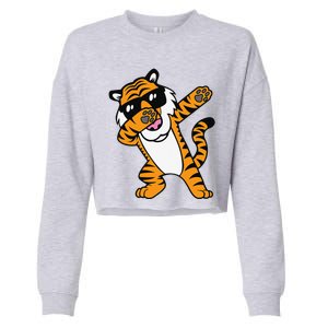 Dabbing Tiger Funny Cool Dancing Big Cat Dab Cropped Pullover Crew