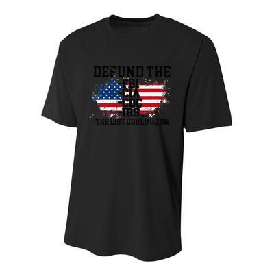 DEFUND THE FBI CIA CDC IRS... The List Could Go On Youth Performance Sprint T-Shirt