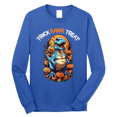 Dinosaur Trex Funny Trick Rawr Treat N Halloween Pumpkin Gift Long Sleeve Shirt