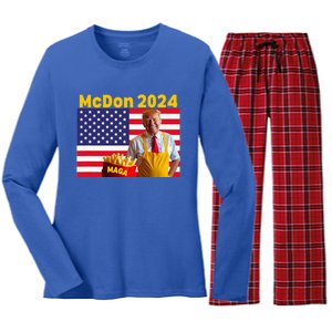 Donald Trump French Fry Cooking Fries Women's Long Sleeve Flannel Pajama Set 