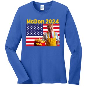 Donald Trump French Fry Cooking Fries Ladies Long Sleeve Shirt