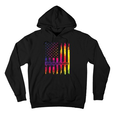 Dialysis Technician Flag USA Tie Dye Dialysis Tech Nurse Hoodie