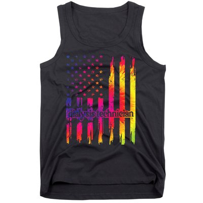 Dialysis Technician Flag USA Tie Dye Dialysis Tech Nurse Tank Top