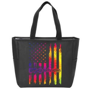 Dialysis Technician Flag USA Tie Dye Dialysis Tech Nurse Zip Tote Bag