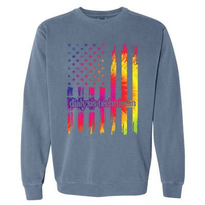 Dialysis Technician Flag USA Tie Dye Dialysis Tech Nurse Garment-Dyed Sweatshirt