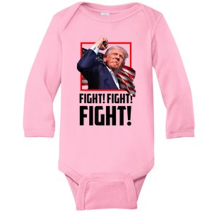 Donald Trump Fight Fighting Fighters Supporters Americans 2024 Baby Long Sleeve Bodysuit