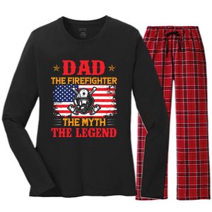 Dad The Firefighter The Myth The Legend Women's Long Sleeve Flannel Pajama Set 