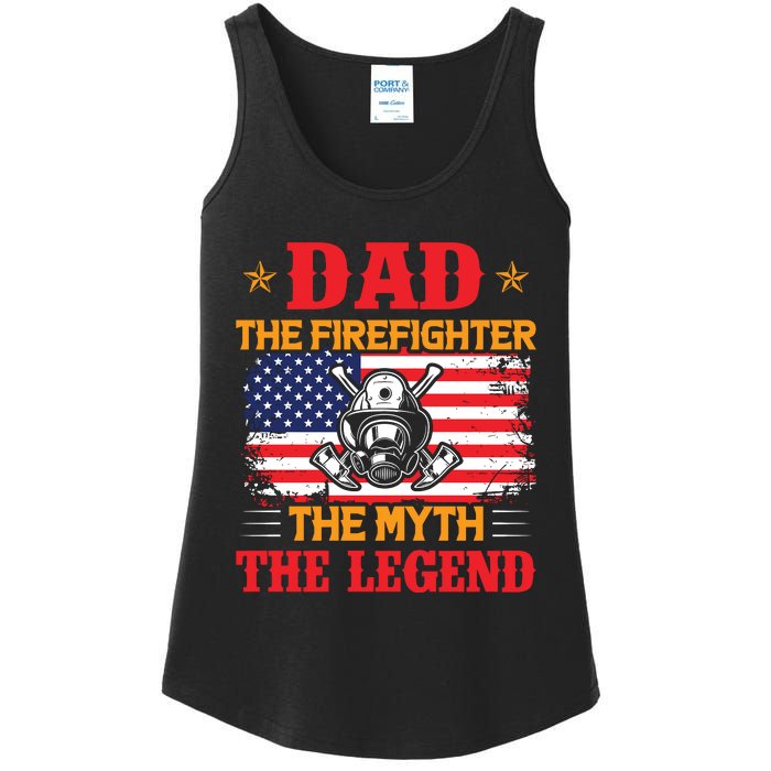 Dad The Firefighter The Myth The Legend Ladies Essential Tank