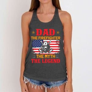 Dad The Firefighter The Myth The Legend Women's Knotted Racerback Tank