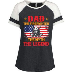 Dad The Firefighter The Myth The Legend Enza Ladies Jersey Colorblock Tee