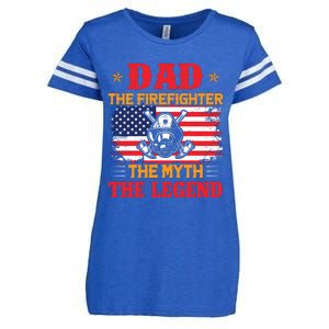 Dad The Firefighter The Myth The Legend Enza Ladies Jersey Football T-Shirt