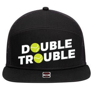 Double Trouble Funny Tennis With Tennis Balls 7 Panel Mesh Trucker Snapback Hat