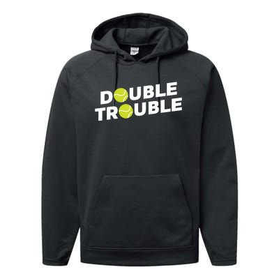 Double Trouble Funny Tennis With Tennis Balls Performance Fleece Hoodie