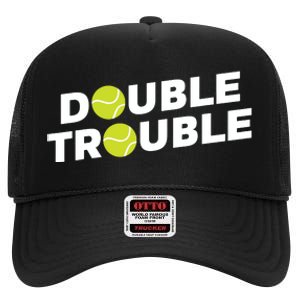 Double Trouble Funny Tennis With Tennis Balls High Crown Mesh Back Trucker Hat