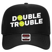 Double Trouble Funny Tennis With Tennis Balls High Crown Mesh Back Trucker Hat