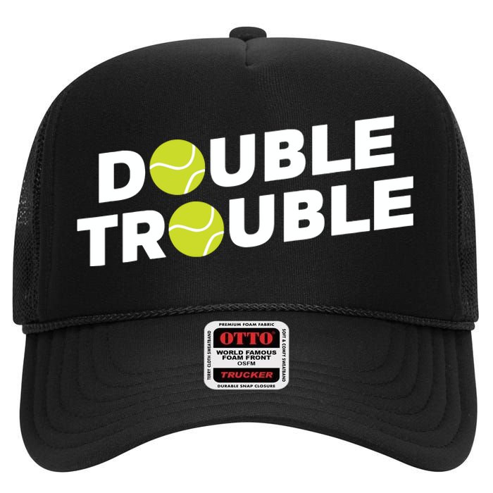 Double Trouble Funny Tennis With Tennis Balls High Crown Mesh Back Trucker Hat