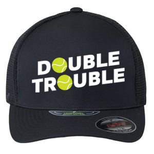 Double Trouble Funny Tennis With Tennis Balls Flexfit Unipanel Trucker Cap