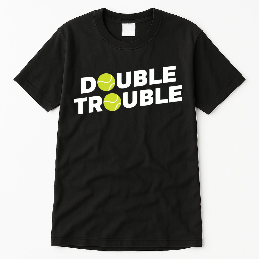 Double Trouble Funny Tennis With Tennis Balls Tall T-Shirt