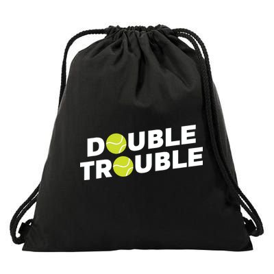 Double Trouble Funny Tennis With Tennis Balls Drawstring Bag