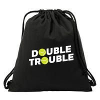 Double Trouble Funny Tennis With Tennis Balls Drawstring Bag