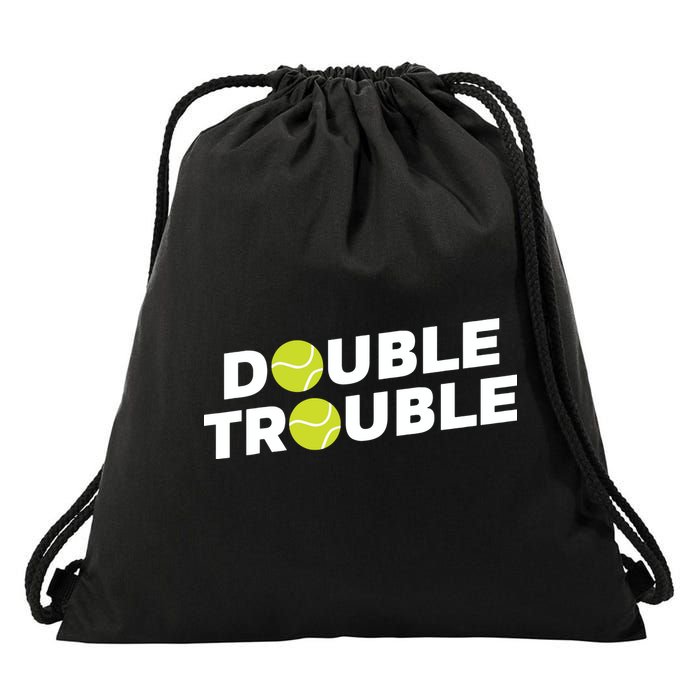 Double Trouble Funny Tennis With Tennis Balls Drawstring Bag