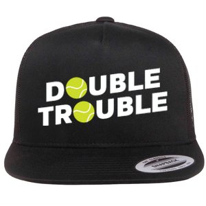 Double Trouble Funny Tennis With Tennis Balls Flat Bill Trucker Hat