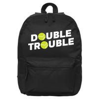 Double Trouble Funny Tennis With Tennis Balls 16 in Basic Backpack