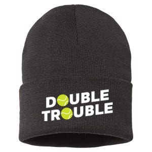 Double Trouble Funny Tennis With Tennis Balls Sustainable Knit Beanie