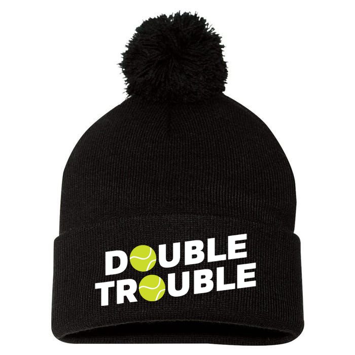 Double Trouble Funny Tennis With Tennis Balls Pom Pom 12in Knit Beanie