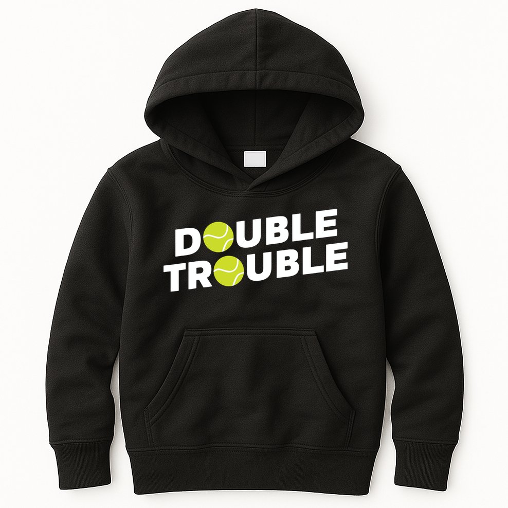 Double Trouble Funny Tennis With Tennis Balls Kids Hoodie