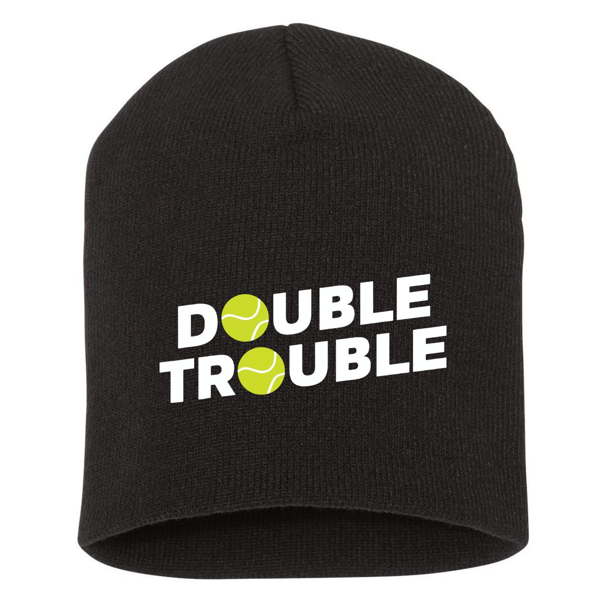 Double Trouble Funny Tennis With Tennis Balls Short Acrylic Beanie