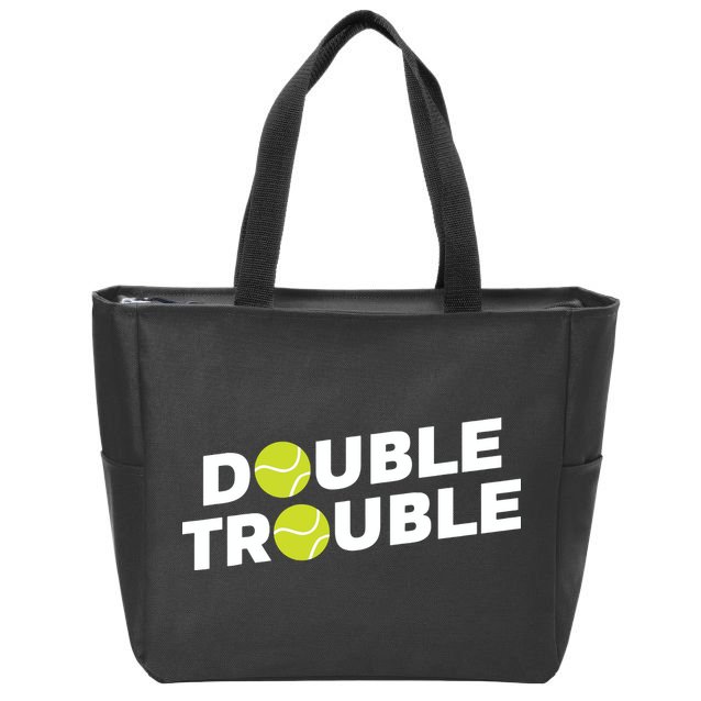 Double Trouble Funny Tennis With Tennis Balls Zip Tote Bag