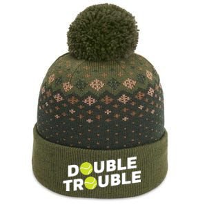 Double Trouble Funny Tennis With Tennis Balls The Baniff Cuffed Pom Beanie