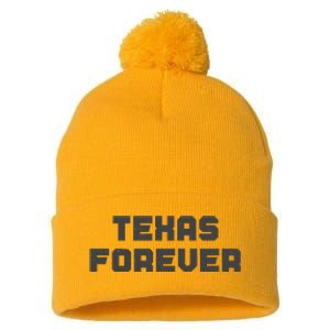 Distressed Texas Forever Pom Pom 12in Knit Beanie