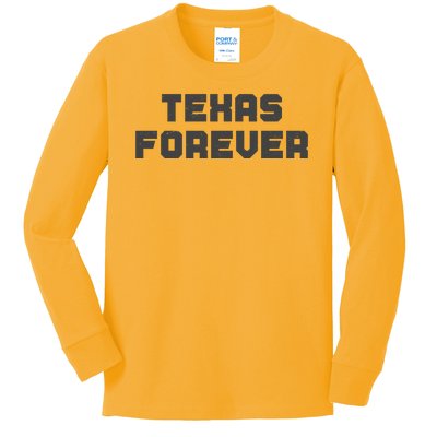 Distressed Texas Forever Kids Long Sleeve Shirt