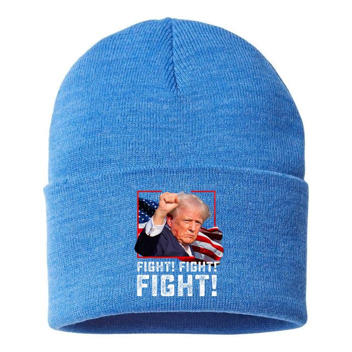 Donald Trump Fight Fighting Fighters Supporters Americans Sustainable Knit Beanie