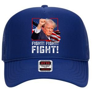 Donald Trump Fight Fighting Fighters Supporters Americans High Crown Mesh Back Trucker Hat