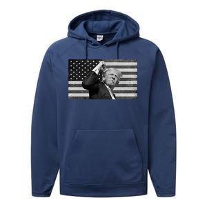 Donald Trump Fight Freedom Usa Flag Performance Fleece Hoodie