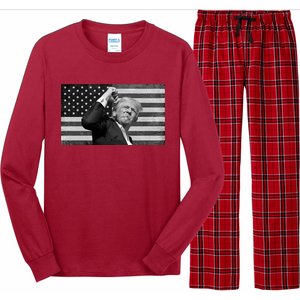 Donald Trump Fight Freedom Usa Flag Long Sleeve Pajama Set