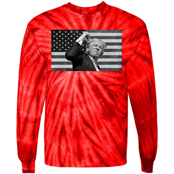 Donald Trump Fight Freedom Usa Flag Tie-Dye Long Sleeve Shirt