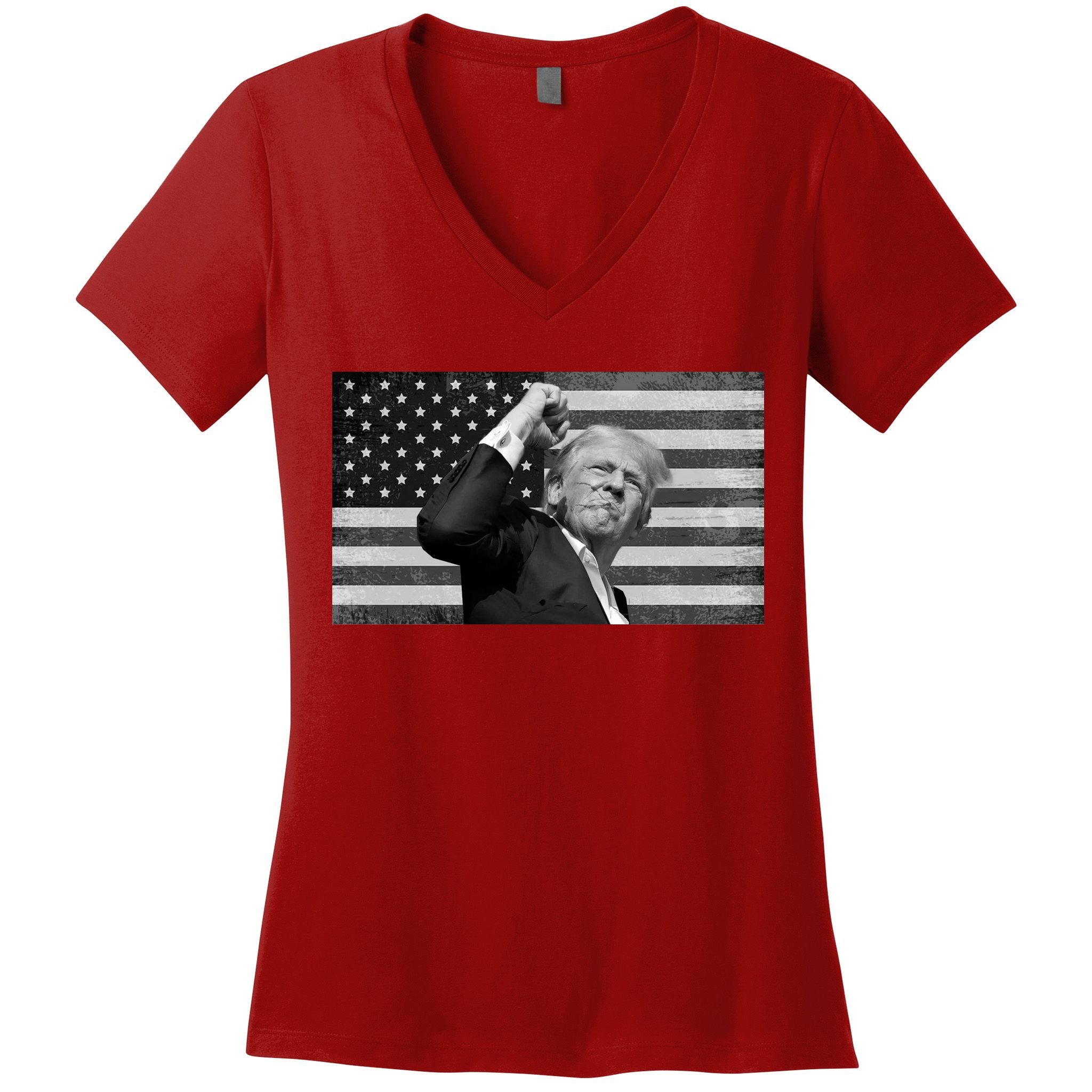 Donald Trump Fight Freedom Usa Flag Women's V-Neck T-Shirt